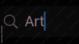 Art inscription in the search bar, Search for art on the Internet, 4k video high quality