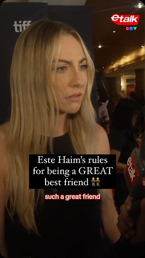 Etalk on Instagram: "Este Haim chatted with us on the ‘Shell’ red carpet about what she thinks is the KEY to being a great best friend on screen AND off to her sisters and pals like Taylor Swift and Charli XCX. 👯❤️ #Haim #EsteHaim #TaylorSwift #CharliXCX #bestfriend #friendship #Shell #TIFF #redcarpet #interview"