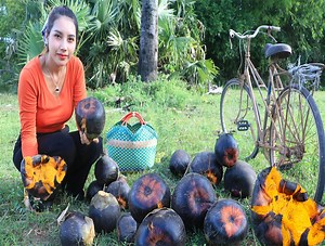 Palm fruit and cook palm cake recipe | Good produce