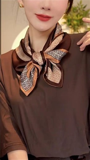 How to Style a Silk Scarf With Brown Tops & Dresses [스카프 예쁘게 매는 법] #fashion #chicstyle #fashion