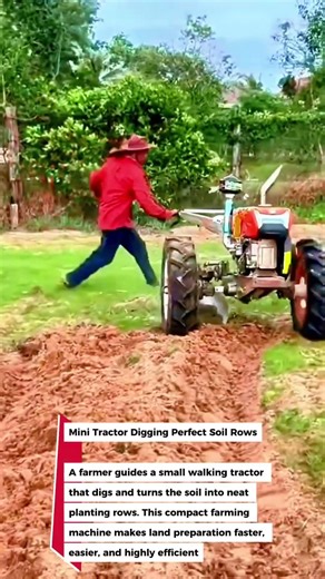 Mini Tractor Digging Perfect Soil Rows #tractor #farming