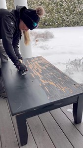 I started this coffee table last Winter… but at least I finished it before this year’s first snow flakes! 🤷🏼‍♀️🤣. This coffee table was in my family room and last year I replaced it with another table that I’d refinished. I’ll be keeping this one for my formal living area, but what a transformation from the dark black paint to this light and modern look! The top has been paint washed with Fusion Mineral Paint’s Algonquin. This color is the perfect “bare wood” paint wash color! You can save 10