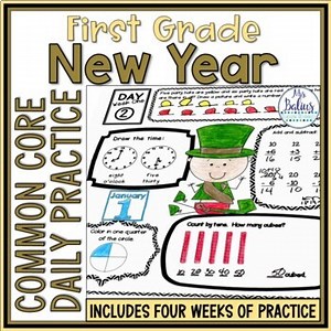 New Year 2022 Math Worksheets | Common Core Practice | 1st Grade New Year