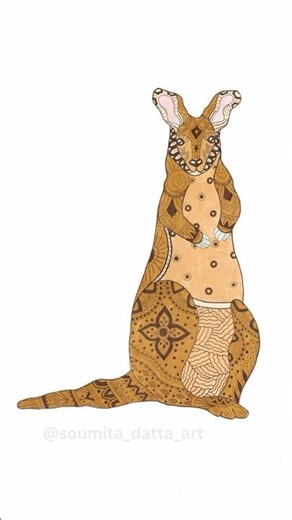 Kangaroo Mandala Zentangle Art #shorts #kangaroomandala #mandalaart