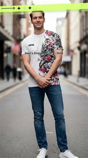 Men's Breathable Crew Neck T-Shirt, Dragon & Japanese Design, Lightweight Quick-Dry Athletic Top, Ideal for Soccer, Training, Gifts #clothing #mensgymwear #outdoorclothing #shortsshortsleeveteecasualtshirttiktokshopcybermonday #boysclothing #menshirt #sportssocks #rugbysweater #customapparel #sportsclothingset