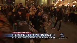 413K views · 6.9K reactions | Vladimir Putin’s mobilization of up to 300,000 soldiers to fight in Ukraine has sparked protests and fully-booked flights out of Russia. Tom Soufi Burridge reports as people fleeing cause miles-long lines at the Russian-Georgian border. https://abcn.ws/3Sjk2nW | ABC World News Tonight with David Muir | Facebook