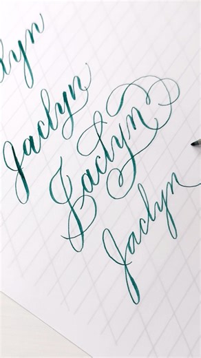 3.4K views · 63 reactions | Jaclyn written in the Copperplate style, modern style, flourished calligraphy and the Spencerian script 彩What name should we do next? #calligraphytips #flourishing #calligraphypractice #Copperplate #Spencerian | Loveleigh Loops | Facebook