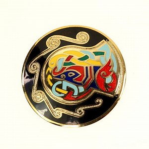 Vintage Celtic Brooch: Tara Ware Enamel Circle Pin, Irish Jewelry - Etsy