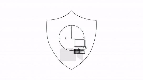 Computer security shield with clock and computer illustration. Time protection concept. Security concept. Computer concept. Shield concept Stock Video Footage - Alamy