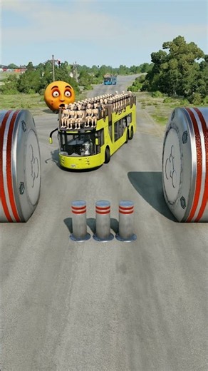 Cars & Long Capsule Buses vs Hydraulic Crush - BeamNG.drive