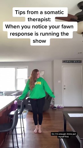 Sometimes our old attachment patterns show up and we fawn to protect ourselves from pain. We collapse internally while keeping a “happy” face. Here’s your reminder that it’s okay to put yourself first. Can you sense into that feeling? Let your body feel it. #somatictherapist #somatictherapy #fawnresponse #traumatok #attachmenttheory #polyvagaltheory #somaticexperiencing #selfcare #putmyselffirst