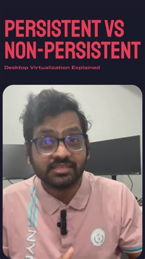 Raviteja Mureboina | Cybersecurity | Security Concepts | AI on Instagram: "Persistent vs Non-Persistent Desktops in VDI We explain the difference between persistent and non-persistent desktops in VDI environments. We discuss how persistent desktops save your settings, apps, and files like a personal computer, while non-persistent desktops reset after logout to a clean state for the next user. We use the analogy of owning your own bedroom versus staying in a hotel room to illustrate these concept
