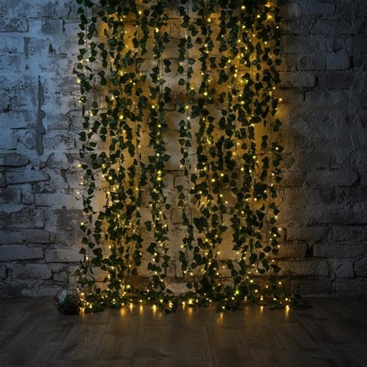 Ivy String Lights with Warm White LEDs - Artificial Vine Fairy Lights for Bedroom Wall Decor, Wedding Greenery,