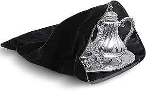 LEIFIDE Silver Storage Bags Oversized 24 x 30 Zipper Anti Tarnish Cloth Bag for Silver Storage, Tray, Jewelry, Flatware, Vase, Polishing Cloth for Tarnish Cleaning(Black)