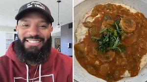 This pimento shrimp grits recipe from "Iron Chef" champ Chef Justin Sutherland is heart soul on a plate and a big fave at his MN restaurant Handsome Hog. RECIPE > https://rach.tv/3m6G8Ll | Rachael Ray Show