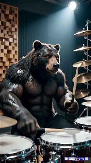 Massive Bear Playing Drums Like a Pro #ai #drummer #animals