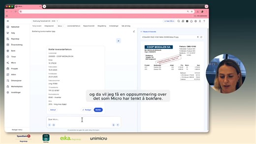 AI-assistenten er lansert! Vår AI-assistent, Micro, er mye mer enn en chatbot! Micro kan også utføre handlinger for deg i regnskapssystemet. Les hele saken: https://unimicro.no/blogg/ai-assistenten-er-lansert | Unimicro