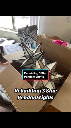 Rebuilding and Installing 3 star Pendant Lights #Lighting #Lamp #Wire #Electric #Pendant #SmallBusiness #Arizona #Star #StarLight #Phoenix #Chandler #Scottsdale #Restoration #HomeDecor #InteriorDesign #Home