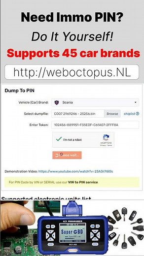 Immobilizer Inmo Immo PIN Code for Key learning / programming ALMOST all car brands
