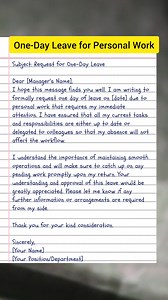 Leave application writing idea part_83 #leaveapplication #onedayleaveapplication | English Class