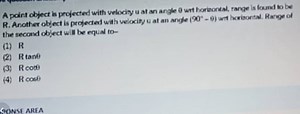 A point object is projected with velocity u at an angle 0 wrt h... | Filo
