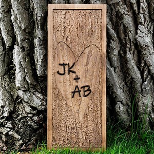 Personalized Tree Carved Initials Wood Sign | Couples Initials Wedding Gift | Rustic Home Decor | Lake House Cabin Decor | Wood Anniversary - Etsy