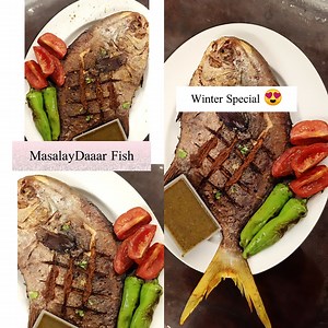 For more recipes follow me here ❤️❤️ http://www.instagram.com/bushragraphy/ Masalaydaar Fish! 🤩 Fish: You can take any, I have taken Sonaab. You can use fish fillets too. You can marinate prawns with the same masala. You can deep/shallow fry or bake/steam it too Marination: Lemon juice 2 Salt to taste Red chilli powder and flakes 1 tbsp Haldi/turmeric half tsp Kashmiri laal mirch powder/paprika/red foof colour 1 tsp. ( If you are using food colour use less quantity) Chat masala 1 tsp Zeera & dh