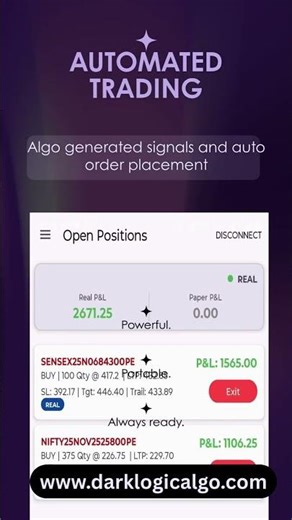 Dark Logic Algo – Fully Automated Trading Bot for Nifty & BankNifty | Scalping, HFT, Android Version