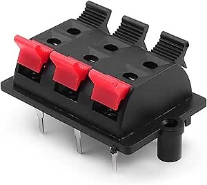 Fielect WP6-3 Speaker Spring Connection Clip 6 Way Terminals Strip Block Jointing Clamp Test Clip Jack Socket Push Release Connector