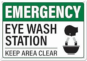 Sutter Signs Aluminum Emergency Eye Wash Station Sign, 10x7 Inch, Green, Wall Mount, Pole Mount