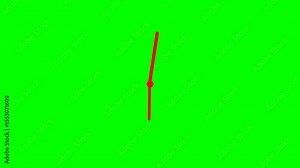 Animated clock hands rotating in seamless loop on green screen background, 4k video,