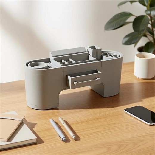 Modern Desk Organizer STL File: Drawer, Pen Holder, Phone Stand (digital Download) - Etsy