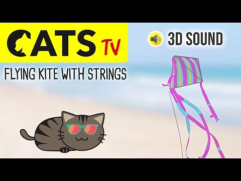 CATS TV - Realistic KITE 🪁 with strings - 3 HOURS (Games for cats to watch)