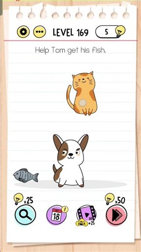 Brain Test Level 169. Help tom get his fish. #braintest #braintestsolution #braintestlevels