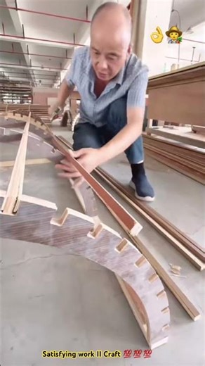 Professional craftsman assembly beautiful wooden pillar