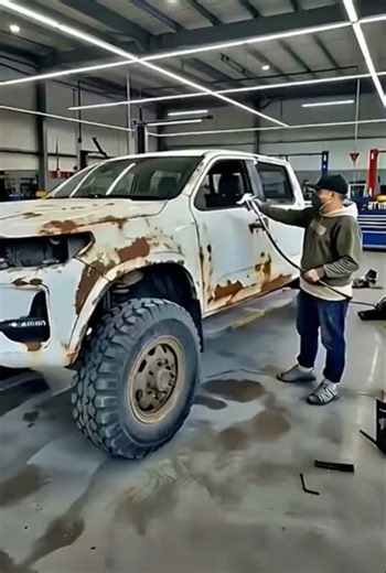 Stripping the paint off an old pickup white truck #shorts #art