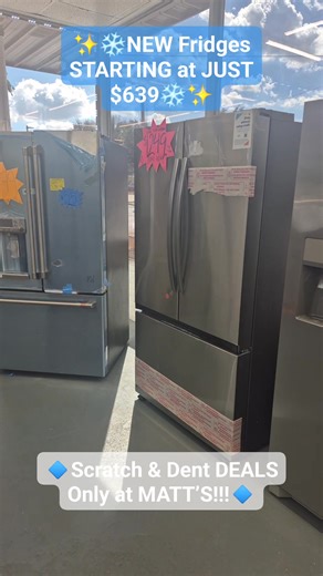 ✨️🥶 BRAND NEW Fridges starting at JUST $639! 🥶✨️ Yup — you read that right 😳 Brand new scratch & dent stainless, white, and black fridges for hundreds less than the big box stores 💸 💥 Most of these same models sell at Lowe’s or Home Depot for $999–$1,499 😮 So when you grab one from Matt’s Appliances, you’re saving $400–$800 EASY — for the exact same cooling power! ❄️ ✅ One-Year Manufacturer Warranty included 🚚 Delivery Available 💳 Acima Lease-to-Own – just $55 down (text 83127 to 22462) 