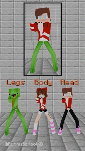 Lanky JJ Head, Body, Legs Dance (Catch Catch) - Yena #shorts #minecraftanimation