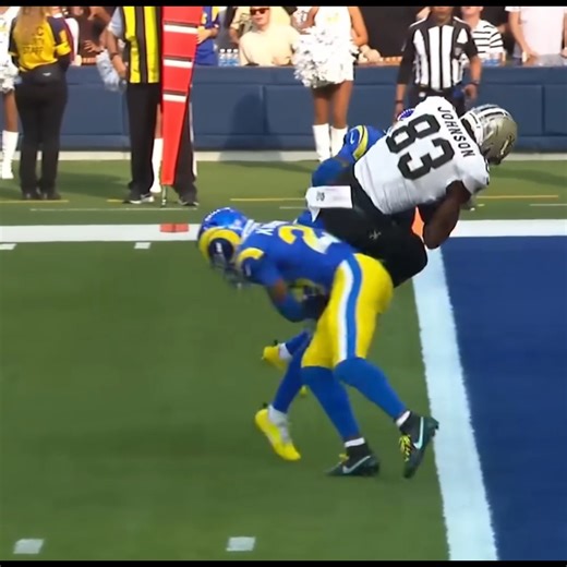 Week 9 Offensive Play of the Day: Tyler Shough throws his first career touchdown pass on this 11-yard hookup. Great effort by Juwan Johnson to get this across the goal line for 6. #saints #neworleanssaints #tylershough #juwanjohnson #firstcareertd | John Butler