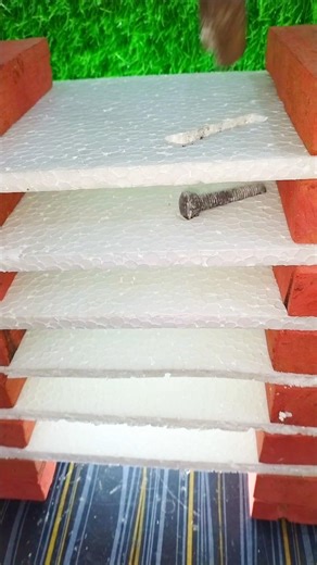 1000°C Red Hot Iron vs Giant Styrofoam tower! 😱 #asmr #experiment #shorts