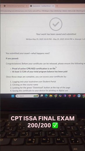 PASS ISSA CPT FINAL EXAM #cpt #issatrainer #issaonline #issacpt