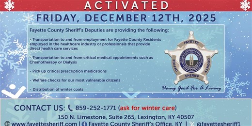 Fayette County Sheriff’s Office activates Winter Care Program