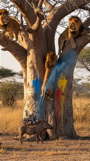 😂“Lion vs Warthog: 🐗🦁The Colorful Battle Begins!”