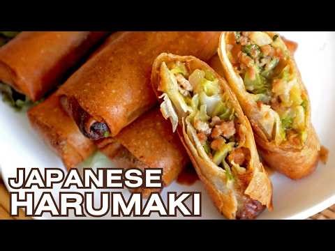 Japanese Harumaki (Spring Rolls) | Crispy Outside, Juicy Cabbage & Pork Filling