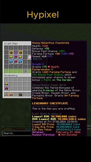 Hypixel Skyblock - Crafting Helianthus Armor