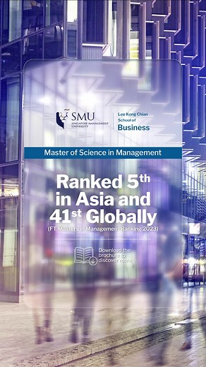 Don't let a lack of prior business experience hold you back. The SMU Master of Science in Management (MIM) is designed to transition you seamlessly into the business world. Our in-depth curriculum covers cutting-edge business trends, providing you with a solid foundation in business management. Learn more about the SMU MIM and take the first step towards transforming your career. | SMU Lee Kong Chian School of Business