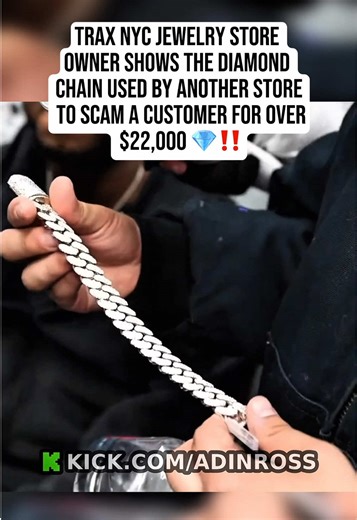 Trax nyc shows chain used by the jewelry store to scam there customer 💎 #adinross #traxnyc #diamondchain #stableronaldo #trending