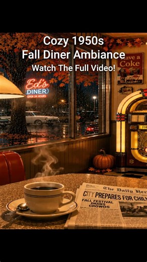 A Cozy Night at a 1950s Diner 🍂☕ | Vintage Fall Ambience for Study & Focus #ambience