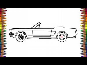 How to draw 1965 Ford Mustang Convertible