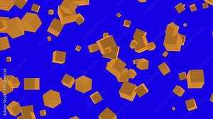 Orange boxes motion against blue background. Perfect for graphic design, presentations, packaging, and ecommerce website banners. Stand out creatives.